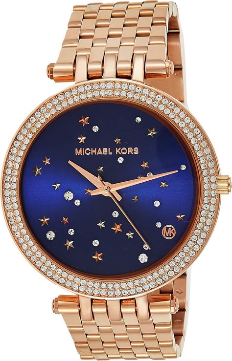 michael kors watch blue crystal|women rose gold mk watch.